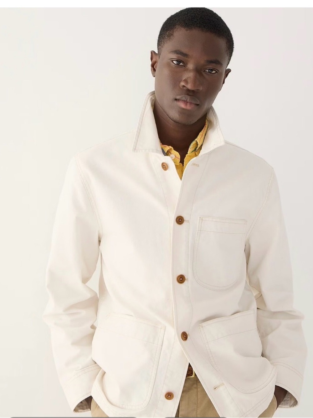 J. Crew Cream Button-Front Shirt Jacket